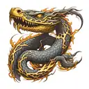 abstract lightning creating a snake dragon  tattoo design idea