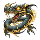 abstract lightning creating a snake dragon  tattoo design idea