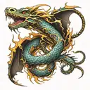 abstract lightning creating a snake dragon  tattoo design idea