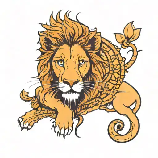 half lion and half cub which signifies life intertwined tattoo design idea