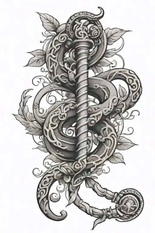 Rod of Asclepius tattoo design idea