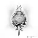 tribal scottish thistle tattoo design idea