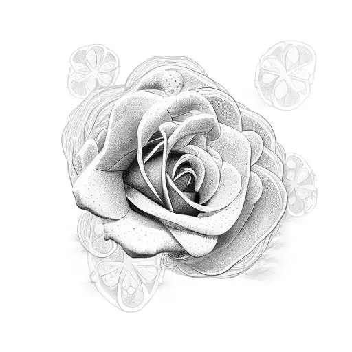 roses four leaf clover with an Angel tattoo design idea