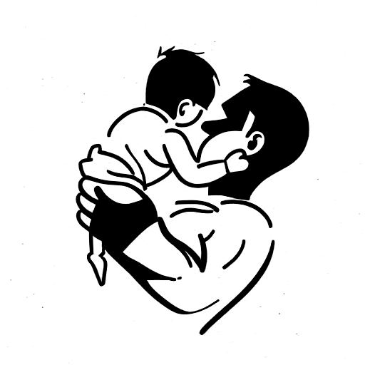 man holding a child in his arms tattoo design idea