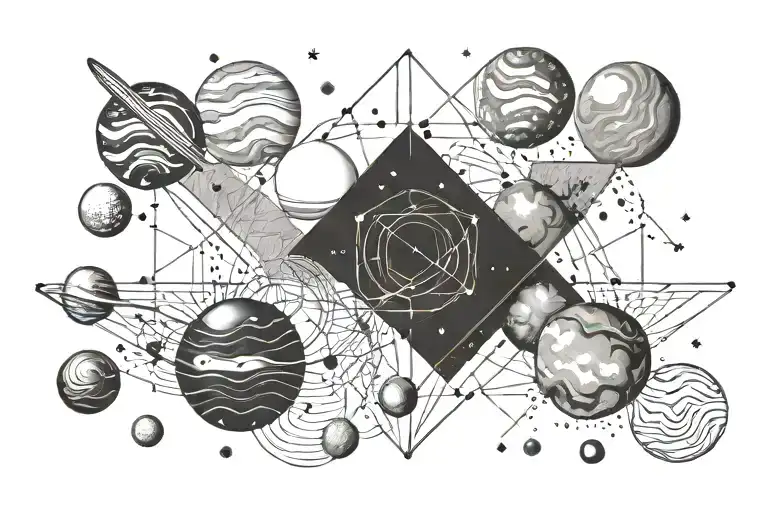 self-love, strength, universe with planets tattoo design idea