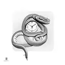 snake biting a clock tattoo design idea