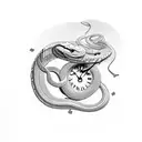 snake biting a clock tattoo design idea