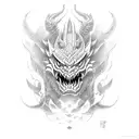 Dragon oni mask tattoo design idea