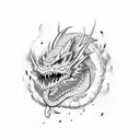 Dragon oni mask tattoo design idea