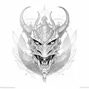 Dragon oni mask tattoo design idea