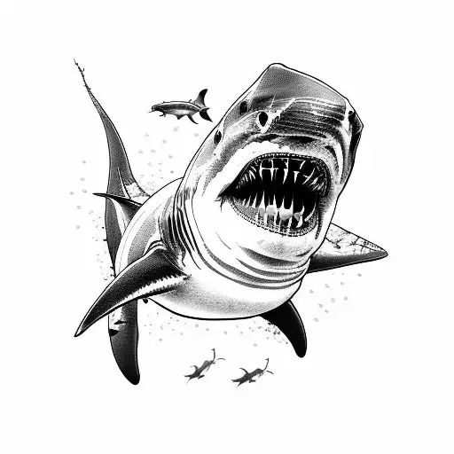 Great white shark aggression tattoo design idea