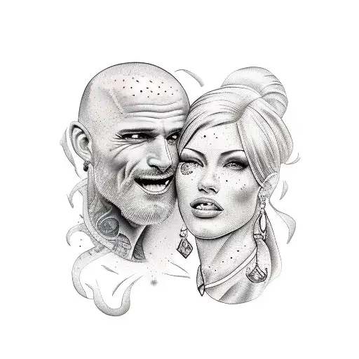Create a realistic tattoo that depicts a memorable moment from your love life. tattoo design idea