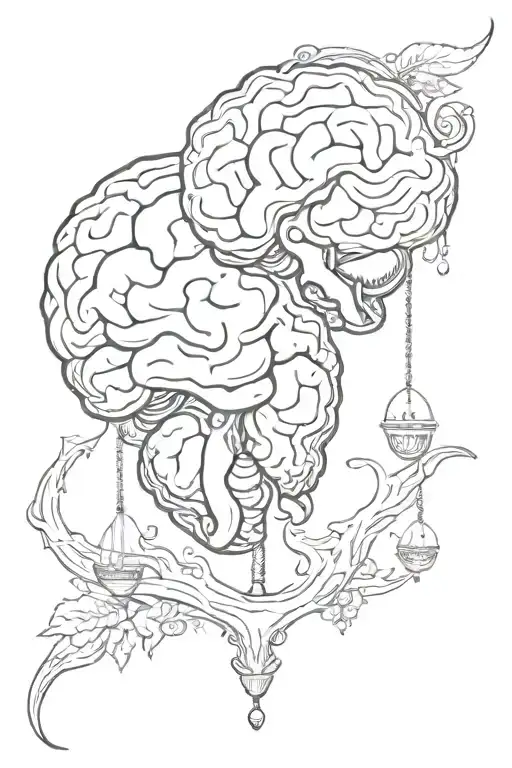 brain amd heart on opposite ends of a scale with the heart weigjing more thqn the brain tattoo design idea