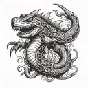 eldritch horror shark lizard hybrid with tentacles extruding from its body tattoo design idea