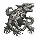 eldritch horror shark lizard hybrid with multiple tentacles extruding from its body tattoo design idea