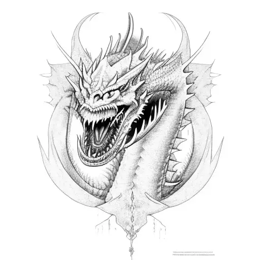 angry dragon tattoo design idea