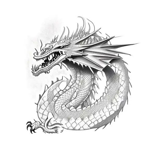 angry dragon tattoo design idea
