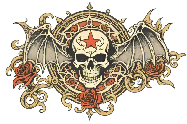 avenged sevenfold deathbat tattoo design idea