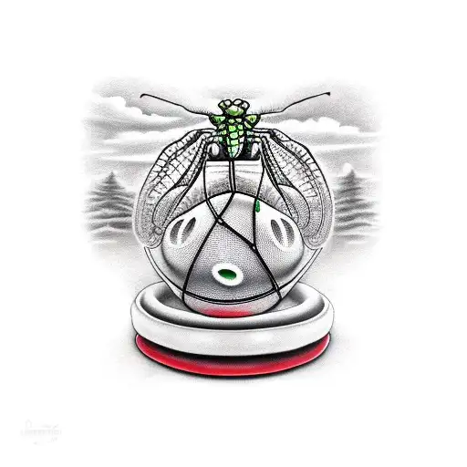 Disc golf Basket with praying mantis tattoo design idea