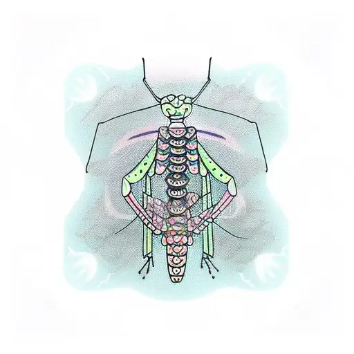 Disc golf Basket with praying mantis tattoo design idea