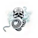 Skull snake smoke tattoo design idea