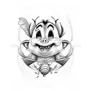 tweety, Bee, Piglet, Munkey tattoo design idea