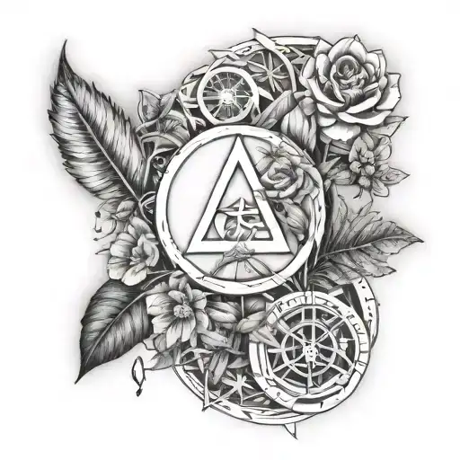 A minimalist tattoo design combining communist symbols with elements of nature and philosophy tattoo design idea