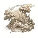 sketch a fantasy landscape that is easy to draw tattoo design idea