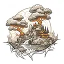 sketch a fantasy landscape that is easy to draw tattoo design idea