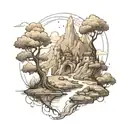sketch a fantasy landscape that is easy to draw tattoo design idea