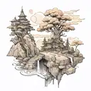 sketch a fantasy landscape that is easy to draw tattoo design idea