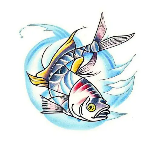 fish with chef clothes tattoo design idea
