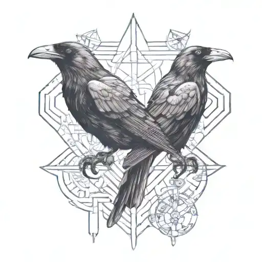 two crows prospering and protecting  tattoo design idea
