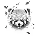 red panda with leaves tattoo design idea