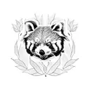 red panda with leaves tattoo design idea