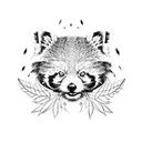 red panda with leaves tattoo design idea