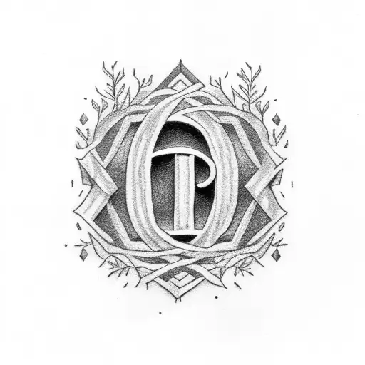 one small Tree with initials P, B, J and D as Part of the tree tattoo design idea