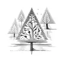 small Trees with initials P, B, J and D as Part of the tree tattoo design idea