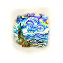 a window that let you see the starry night from vincent van gogh tattoo design idea