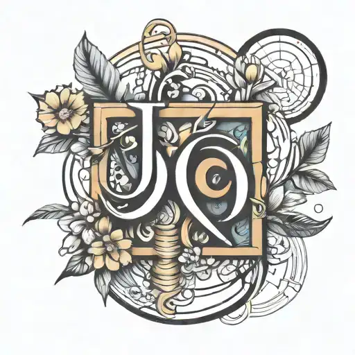 minimalist overlapping letters j o n t e a tattoo design idea