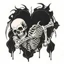 skeleton with broken heart  tattoo design idea
