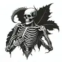 skeleton with broken heart  tattoo design idea