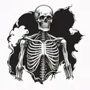 skeleton with broken heart  tattoo design idea