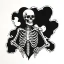 skeleton with broken heart  tattoo design idea