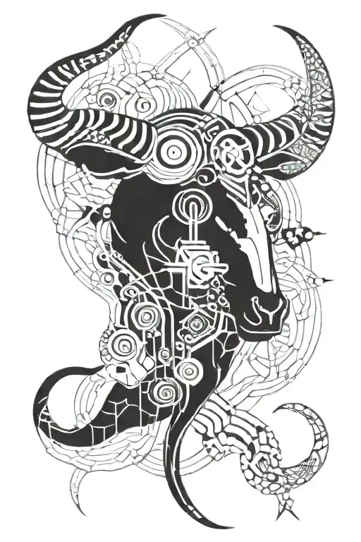 taurus with pisces combined together tattoo design idea