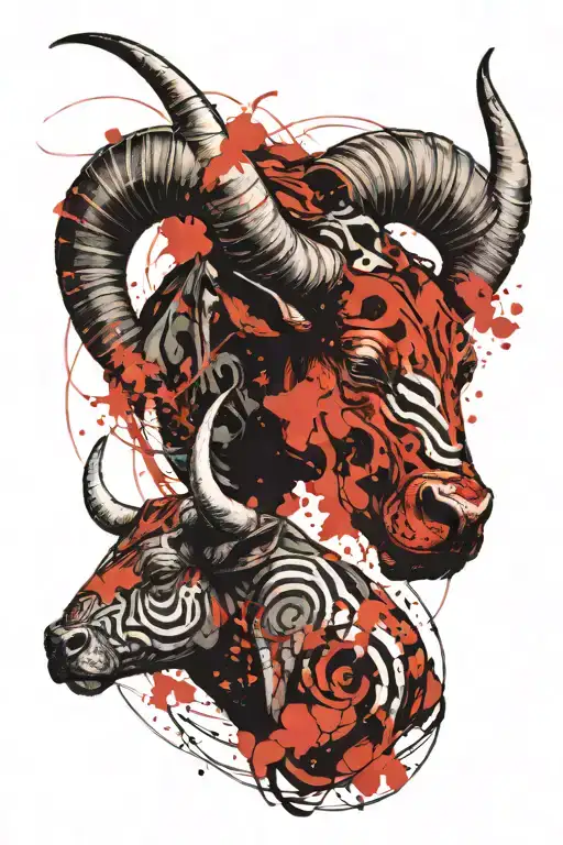 taurus with pisces combined together tattoo design idea