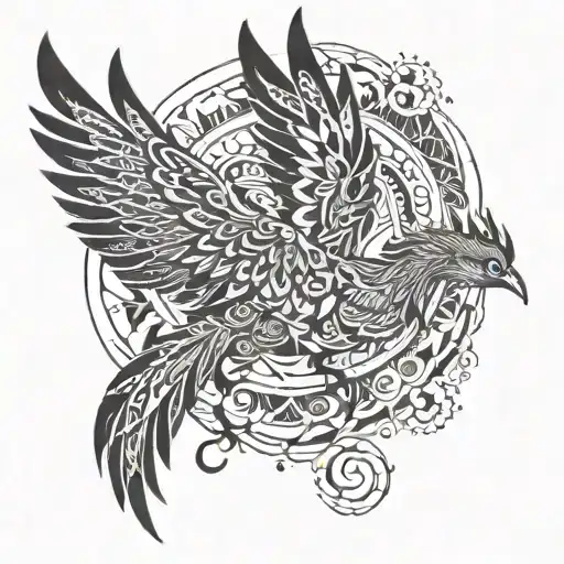 Phoenix bird with mandala design incorporating tattoo design idea