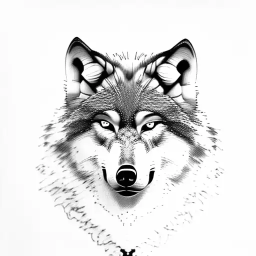 Amazing Wolf Black and White Tattoo Design With Name