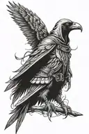 Hooded Warrior with Crow tattoo design idea