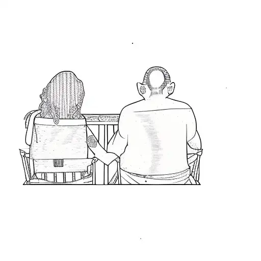 a couple sitting in chairs tattoo design idea